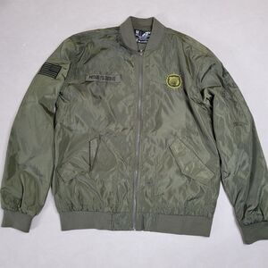 Army Performance Jacket Adult Lightweight Full Zip Bomber Green Medium USA Flag